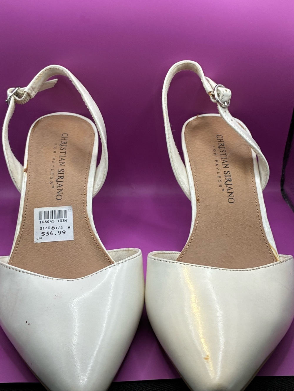 Christian Siriano Ivory Pointed-Toe Slingback Pumps